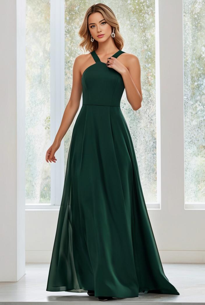 flowy chiffon one shoulder with three straps bridesmaid dress 115393