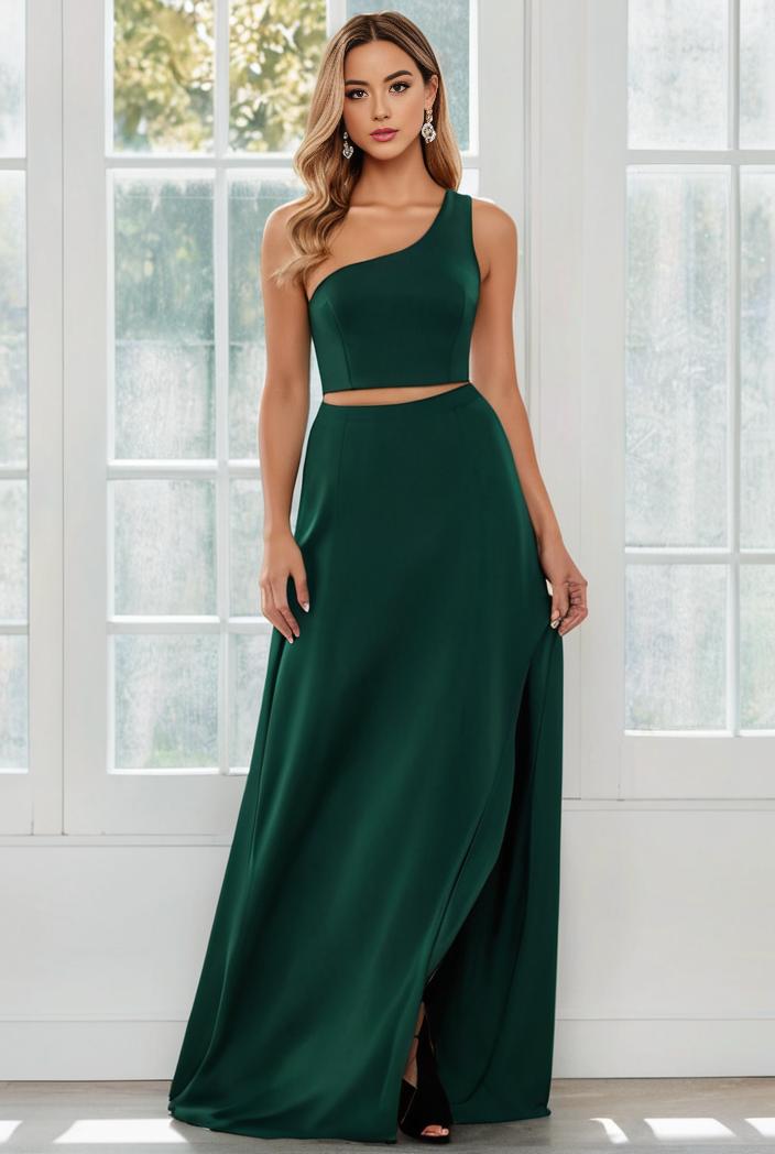 flowy chiffon one shoulder with three straps bridesmaid dress 115457