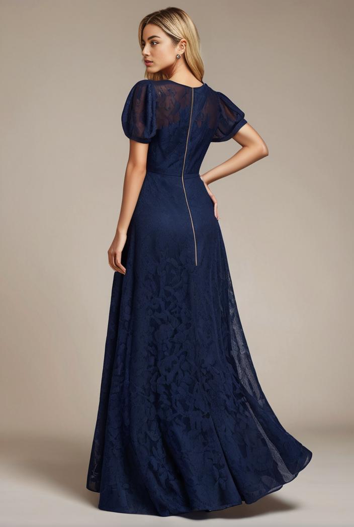 glitter high low front side slit ruffled v neck evening dress 115635