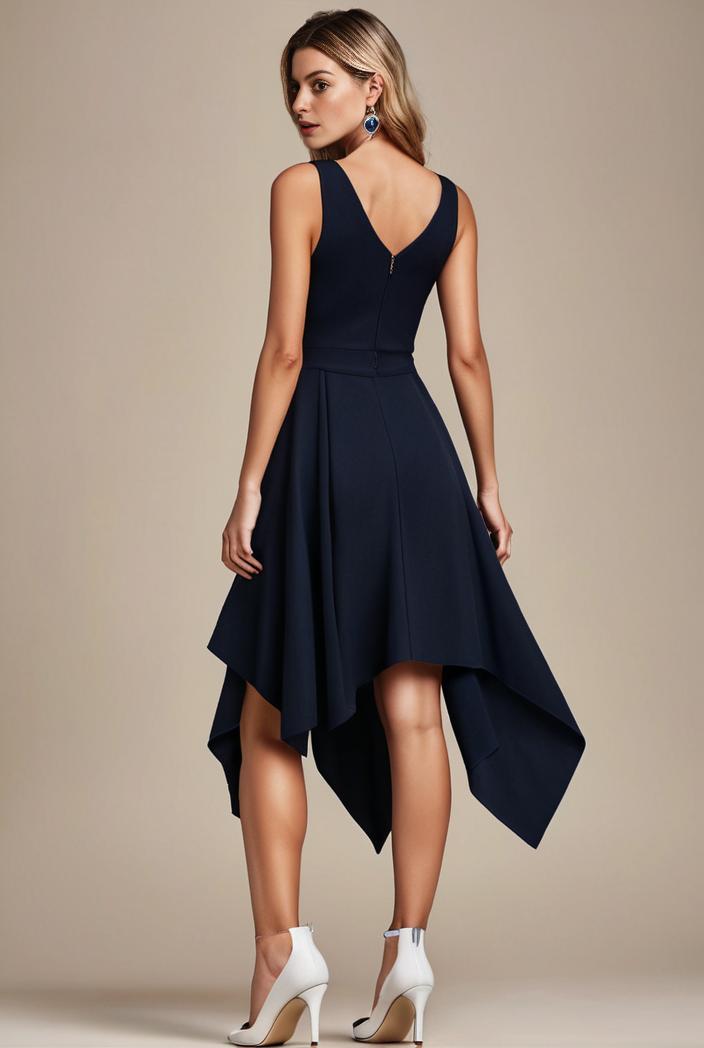 deep v neck lace chiffon bridesmaid dress with asymmetrical hem 104169