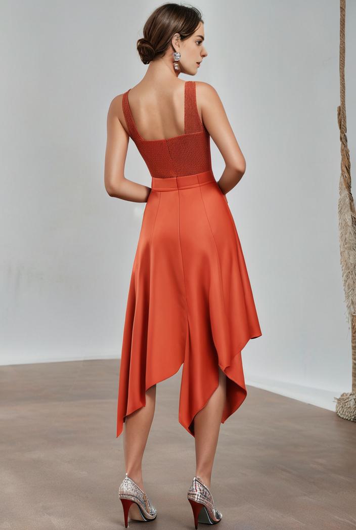 deep v neck lace chiffon bridesmaid dress with asymmetrical hem 104175
