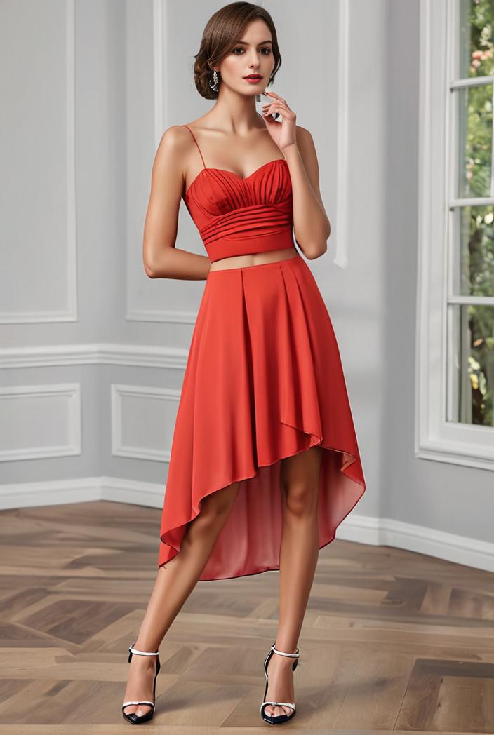 deep v neck lace chiffon bridesmaid dress with asymmetrical hem 104176