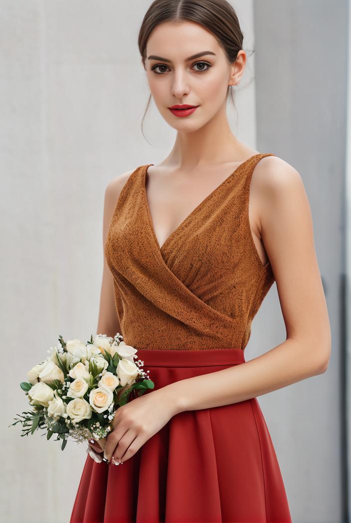deep v neck lace chiffon bridesmaid dress with asymmetrical hem 104234