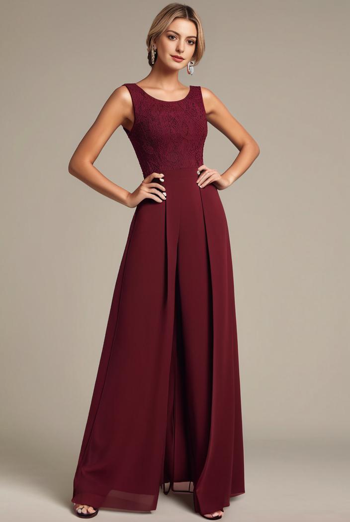 elegant chiffon maxi evening dress with lace cap sleeve 105325