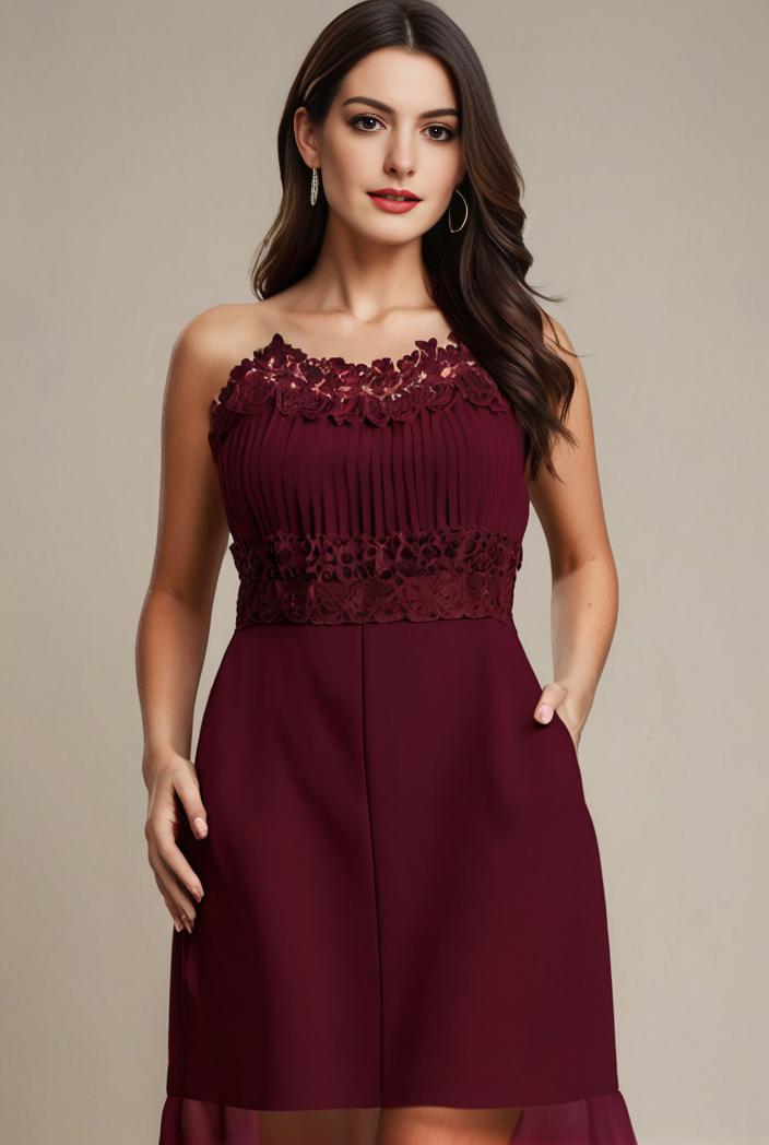 elegant chiffon maxi evening dress with lace cap sleeve 105327