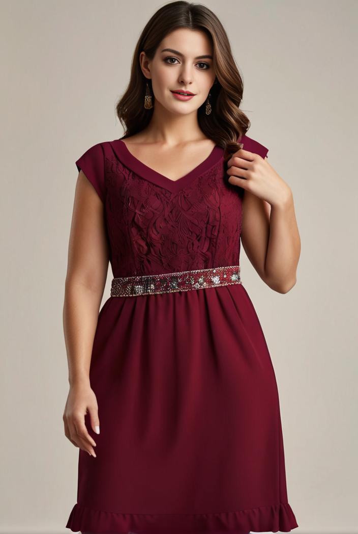 elegant chiffon maxi evening dress with lace cap sleeve 105329