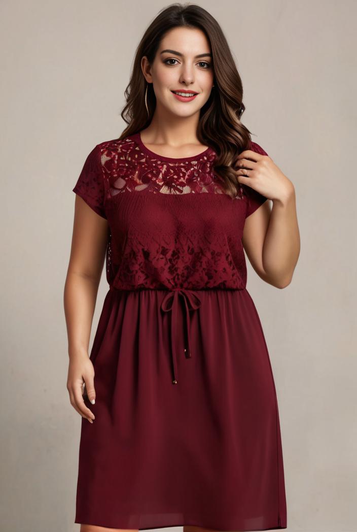 elegant chiffon maxi evening dress with lace cap sleeve 105330