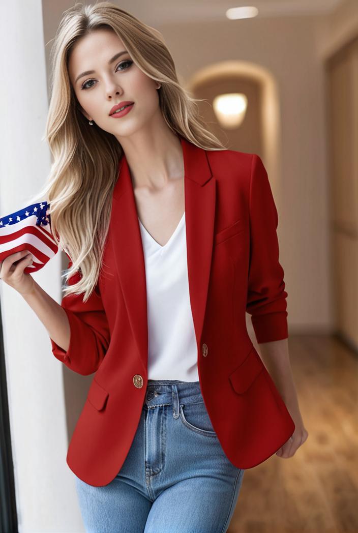 ladies solid button up blazer with long sleeves casual lapel design 101324