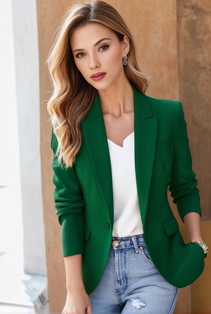 ladies solid button up blazer with long sleeves casual lapel design 101336