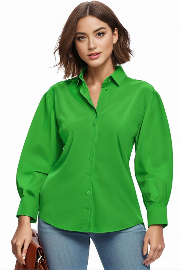plus size casual blouse women s plus solid button up lantern sleeve turn down collar nipped waist blouse 118629