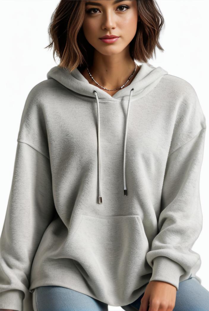 plus size casual hoodie women s plus solid ribbed long sleeve slight stretch hoodie drawstring sweatshirt 118665