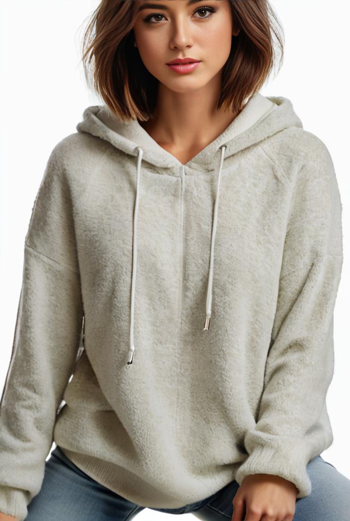 plus size casual hoodie women s plus solid ribbed long sleeve slight stretch hoodie drawstring sweatshirt 118667