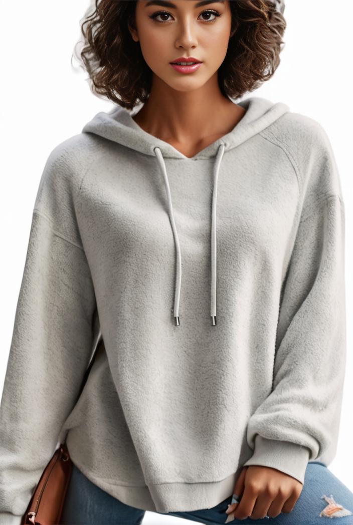 plus size casual hoodie women s plus solid ribbed long sleeve slight stretch hoodie drawstring sweatshirt 118668