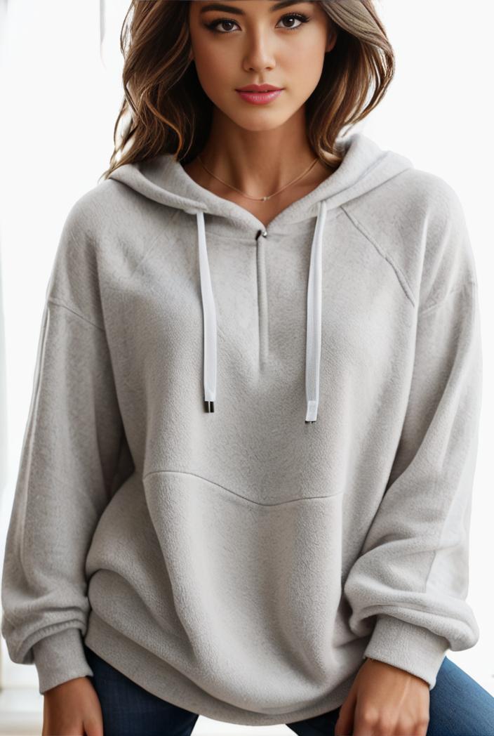 plus size casual hoodie women s plus solid ribbed long sleeve slight stretch hoodie drawstring sweatshirt 118671