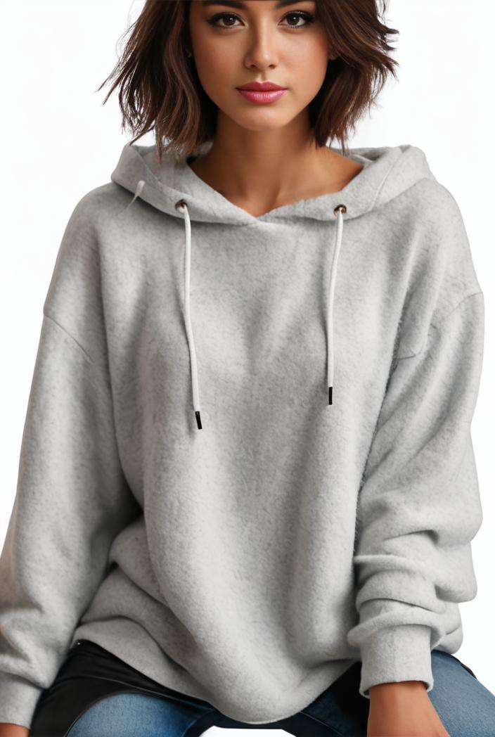 plus size casual hoodie women s plus solid ribbed long sleeve slight stretch hoodie drawstring sweatshirt 118672