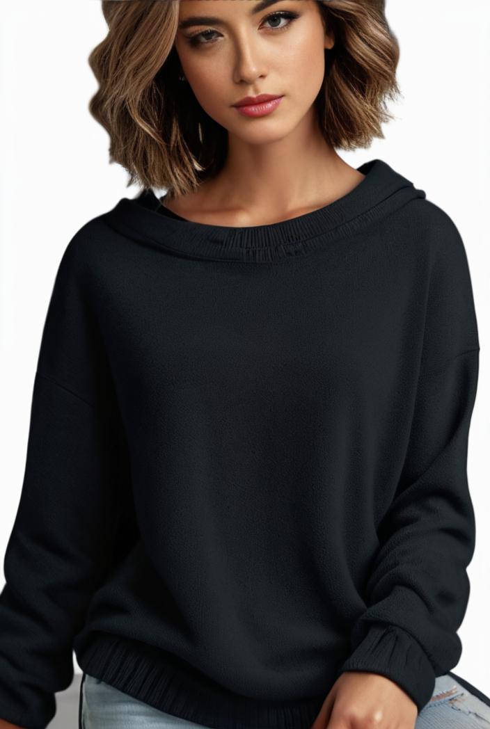 plus size casual hoodie women s plus solid ribbed long sleeve slight stretch hoodie drawstring sweatshirt 118675