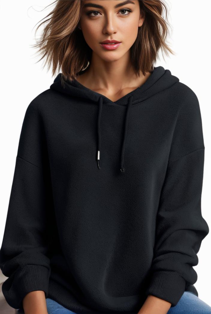 plus size casual hoodie women s plus solid ribbed long sleeve slight stretch hoodie drawstring sweatshirt 118678