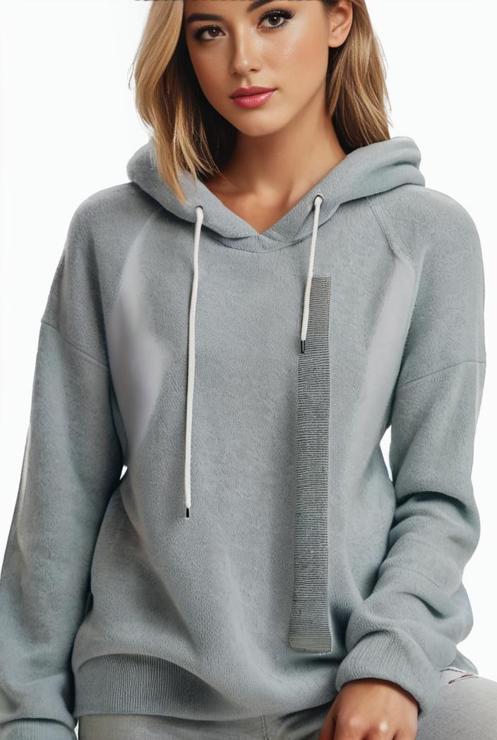 plus size casual hoodie women s plus solid ribbed long sleeve slight stretch hoodie drawstring sweatshirt 118691