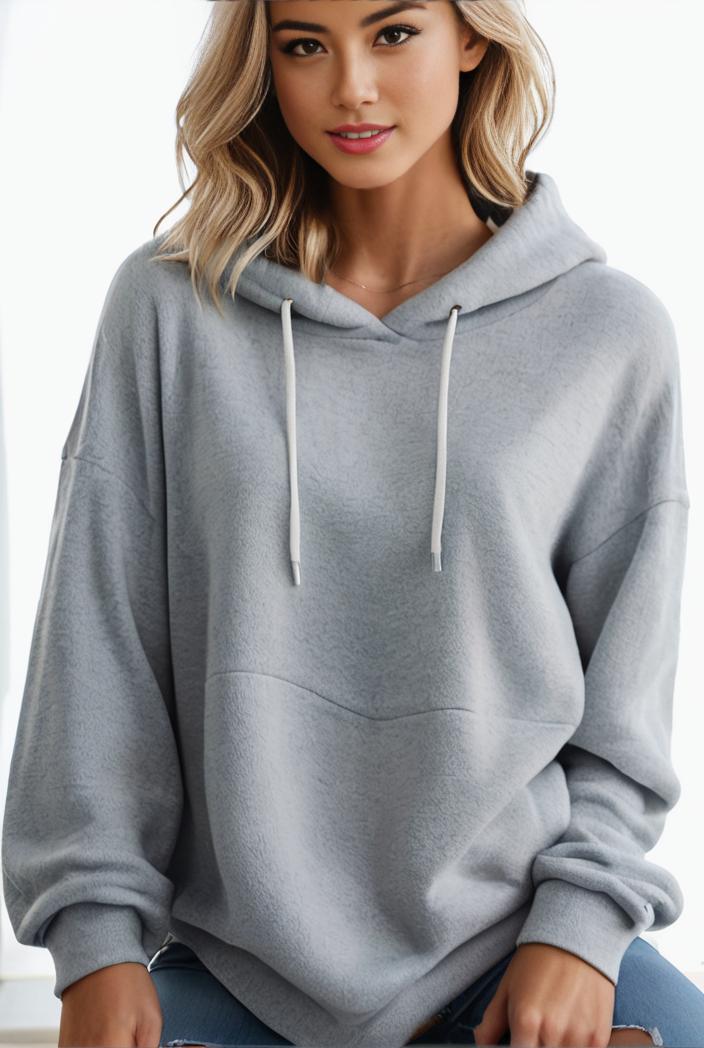 plus size casual hoodie women s plus solid ribbed long sleeve slight stretch hoodie drawstring sweatshirt 118695