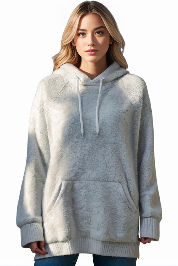 plus size casual hoodie women s plus solid ribbed long sleeve slight stretch hoodie drawstring sweatshirt 118698