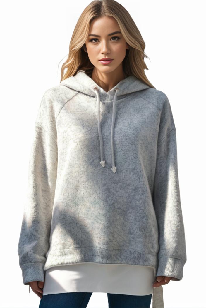 plus size casual hoodie women s plus solid ribbed long sleeve slight stretch hoodie drawstring sweatshirt 118701