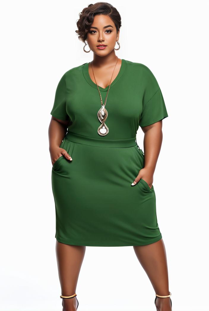 plus size faith letter print short sleeve midi dress with pockets women s plus slight stretch casual dress 118979