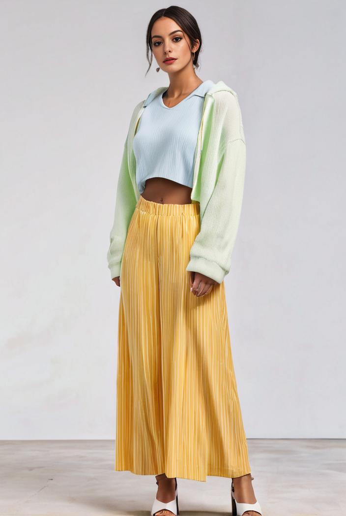 pleated high waist commuting temperament maxi dress 110264