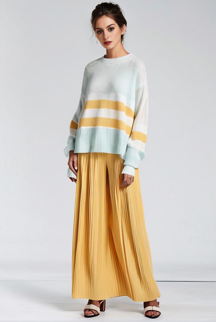 pleated high waist commuting temperament maxi dress 110265