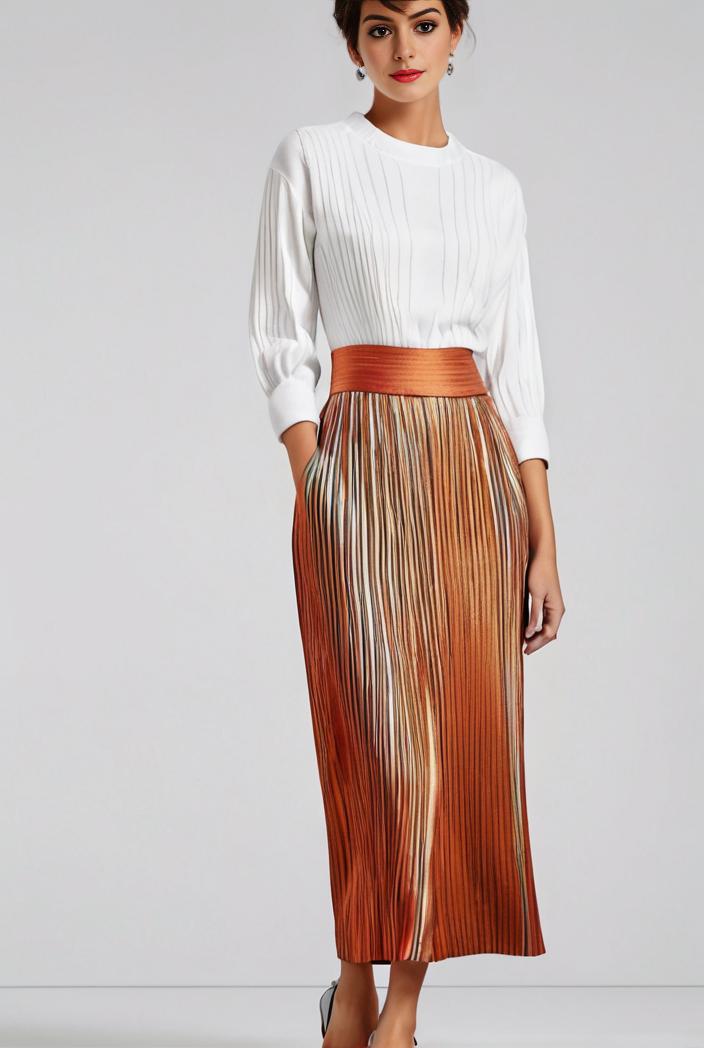 pleated high waist commuting temperament maxi dress 110277