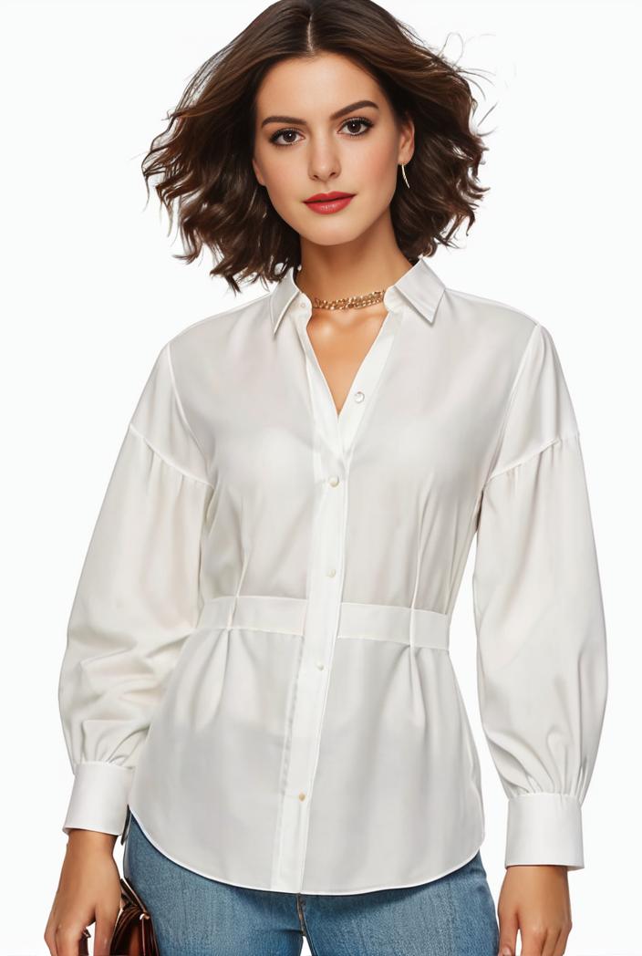 plus size casual blouse women s plus solid button up lantern sleeve turn down collar nipped waist blouse 111191
