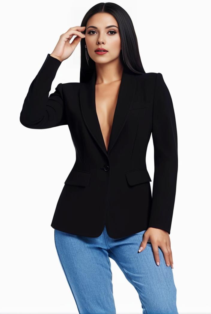 solid blazer with tie back and casual lapel long sleeve outerwear for women 109816