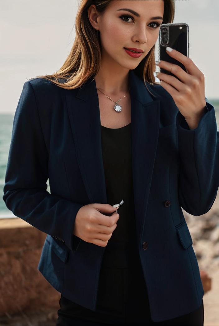 sophisticated split front blazer with long sleeves 110725