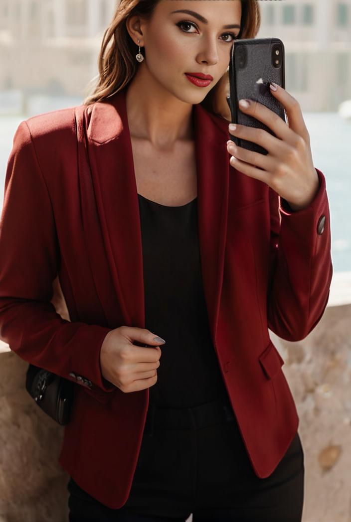 sophisticated split front blazer with long sleeves 110741