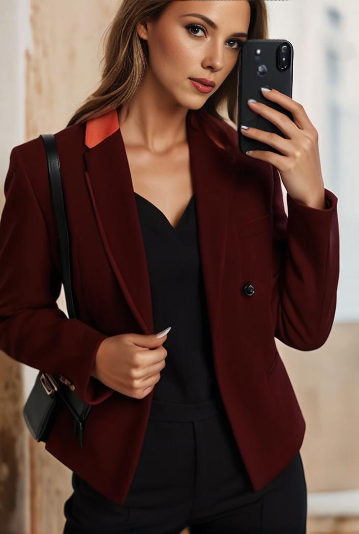 sophisticated split front blazer with long sleeves 110744