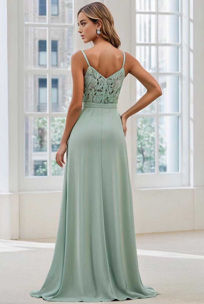 convertible chiffon lace open back spaghetti straps bridesmaid dress 129872