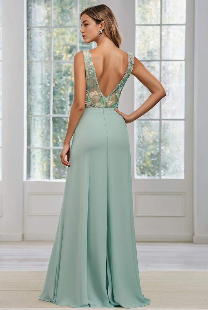 convertible chiffon lace open back spaghetti straps bridesmaid dress 129873