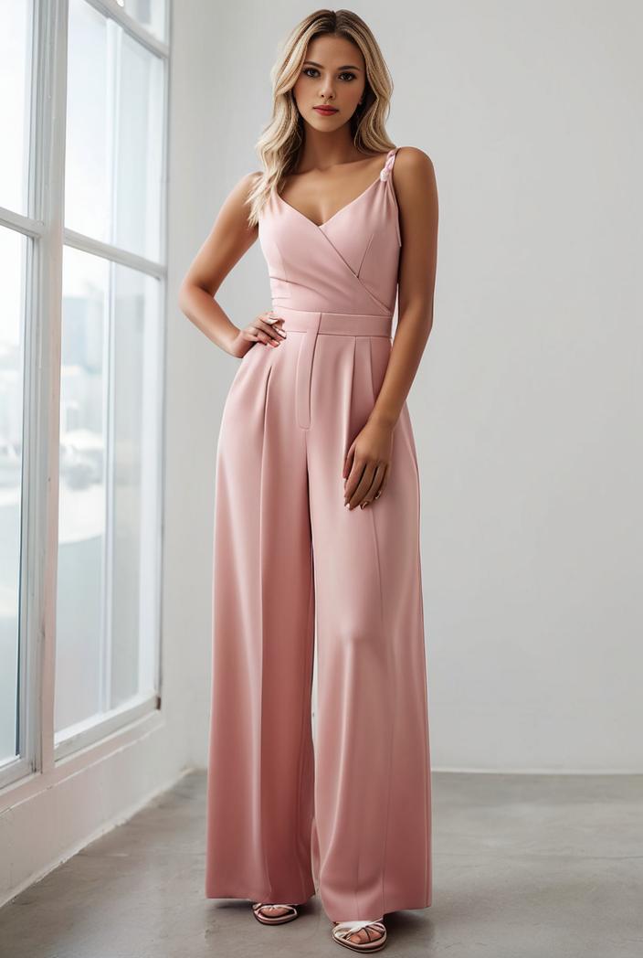 pleated v neck spaghetti strap high slit bridesmaid dress 100122