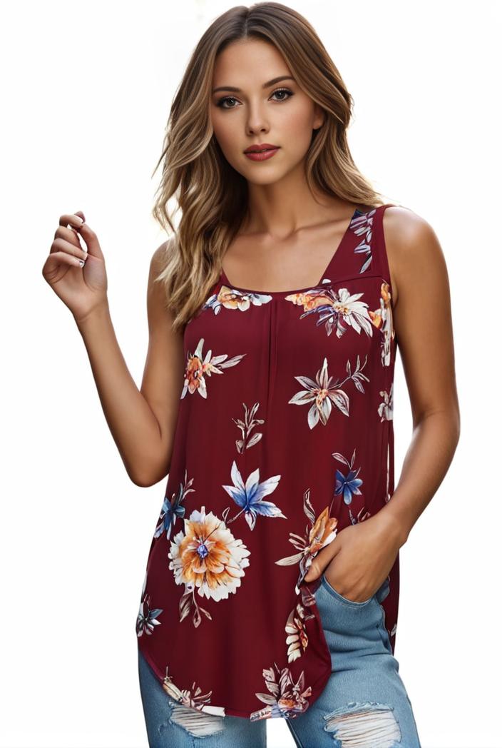 plus size boho tank top women s plus paisley print square neck medium stretch ruched tank top 100290