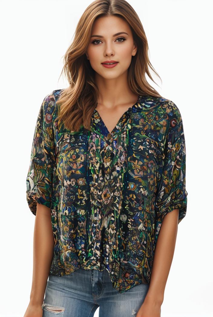 plus size boho top women s plus allover paisley print half sleeve v neck slight stretch top 100301