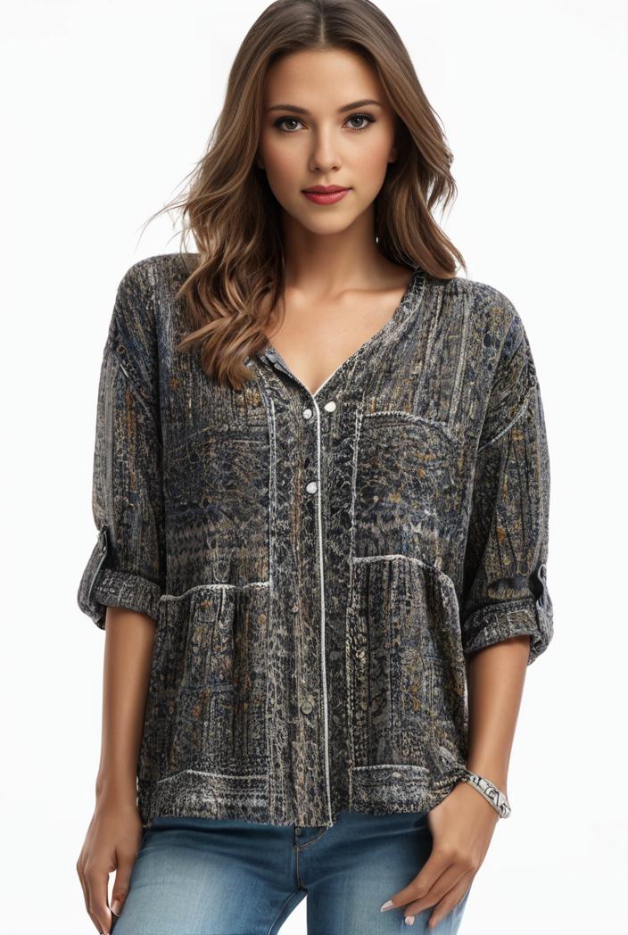 plus size boho top women s plus allover paisley print half sleeve v neck slight stretch top 100306