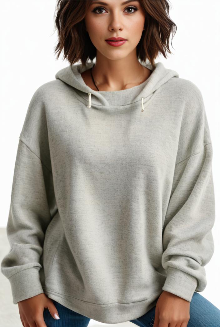 plus size casual hoodie women s plus solid ribbed long sleeve slight stretch hoodie drawstring sweatshirt 100428