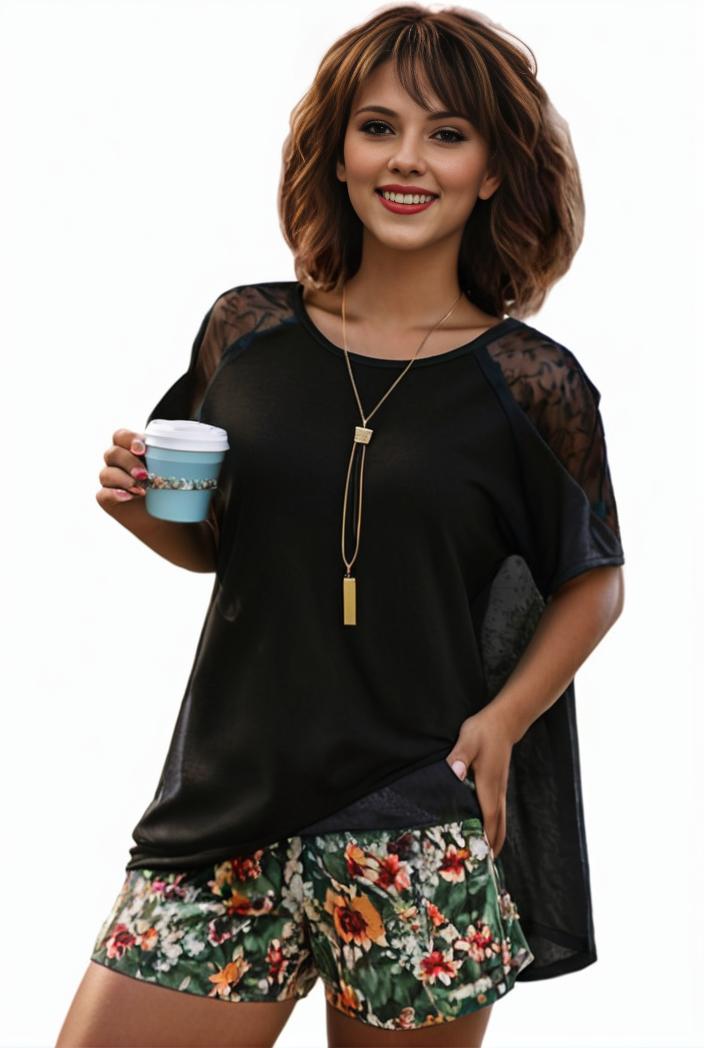 plus size casual pajama two piece set women s plus leopard heart print short sleeve tee shorts pajama 2 piece set 100543