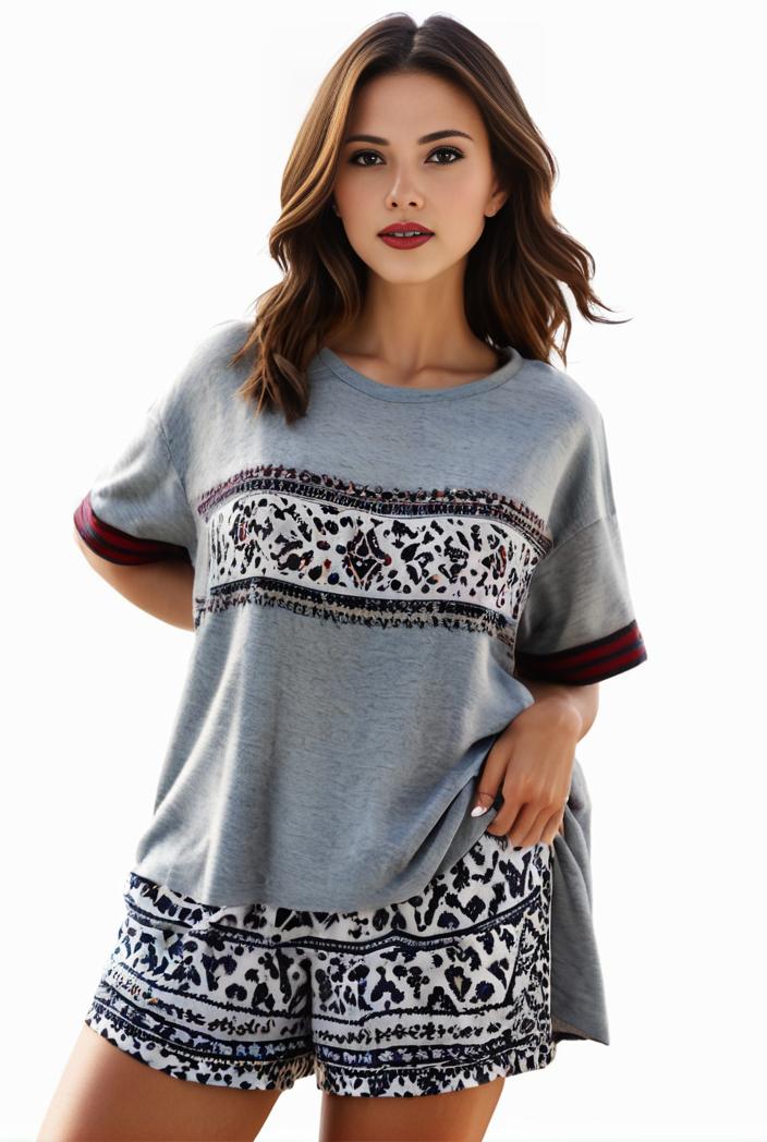 plus size casual pajama two piece set women s plus leopard heart print short sleeve tee shorts pajama 2 piece set 100563