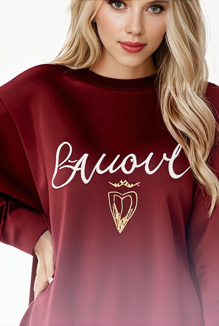plus size casual sweatshirt women s plus ombre letter heart print raglan sleeve round neck slight stretch pullover sweatshirt 100713