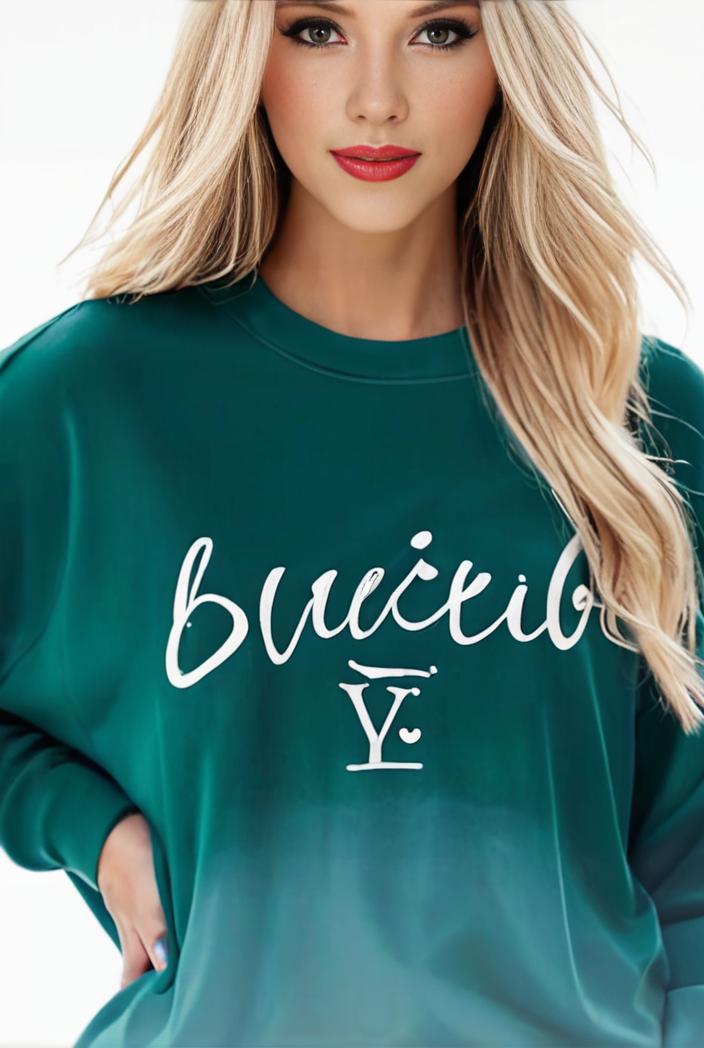 plus size casual sweatshirt women s plus ombre letter heart print raglan sleeve round neck slight stretch pullover sweatshirt 100748