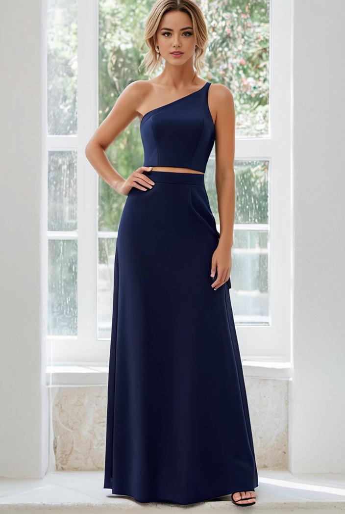 flowy chiffon one shoulder with three straps bridesmaid dress 134101