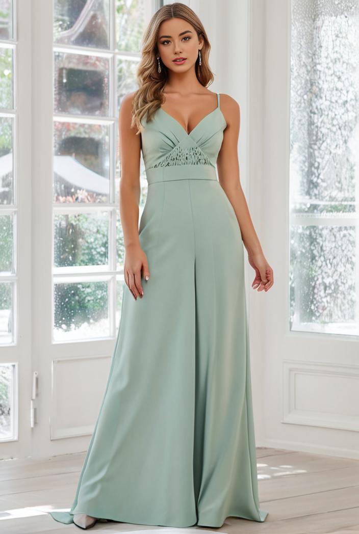 flowy chiffon one shoulder with three straps bridesmaid dress 134121