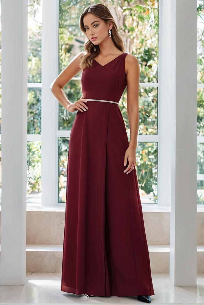 flowy chiffon one shoulder with three straps bridesmaid dress 134162