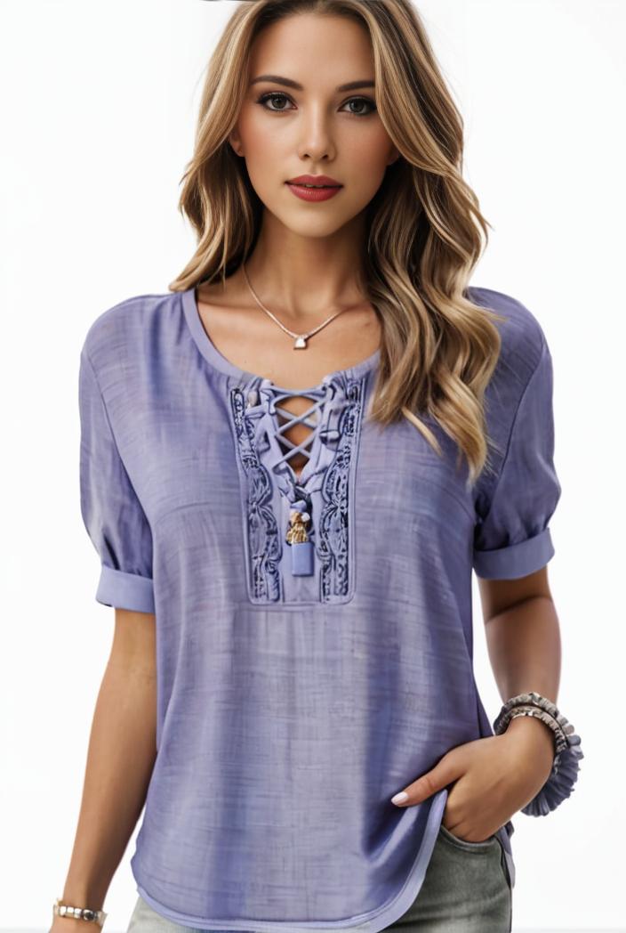 plus size elegant blouse women s plus solid contrast lace ribbed puff sleeve v neck shirt top 101300