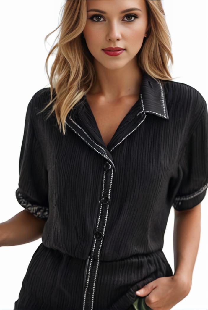 plus size elegant blouse women s plus solid contrast lace ribbed puff sleeve v neck shirt top 101310